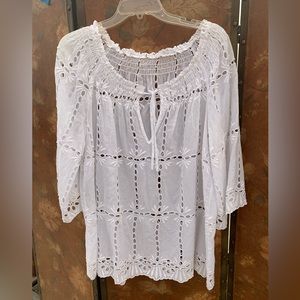 White eyelet top